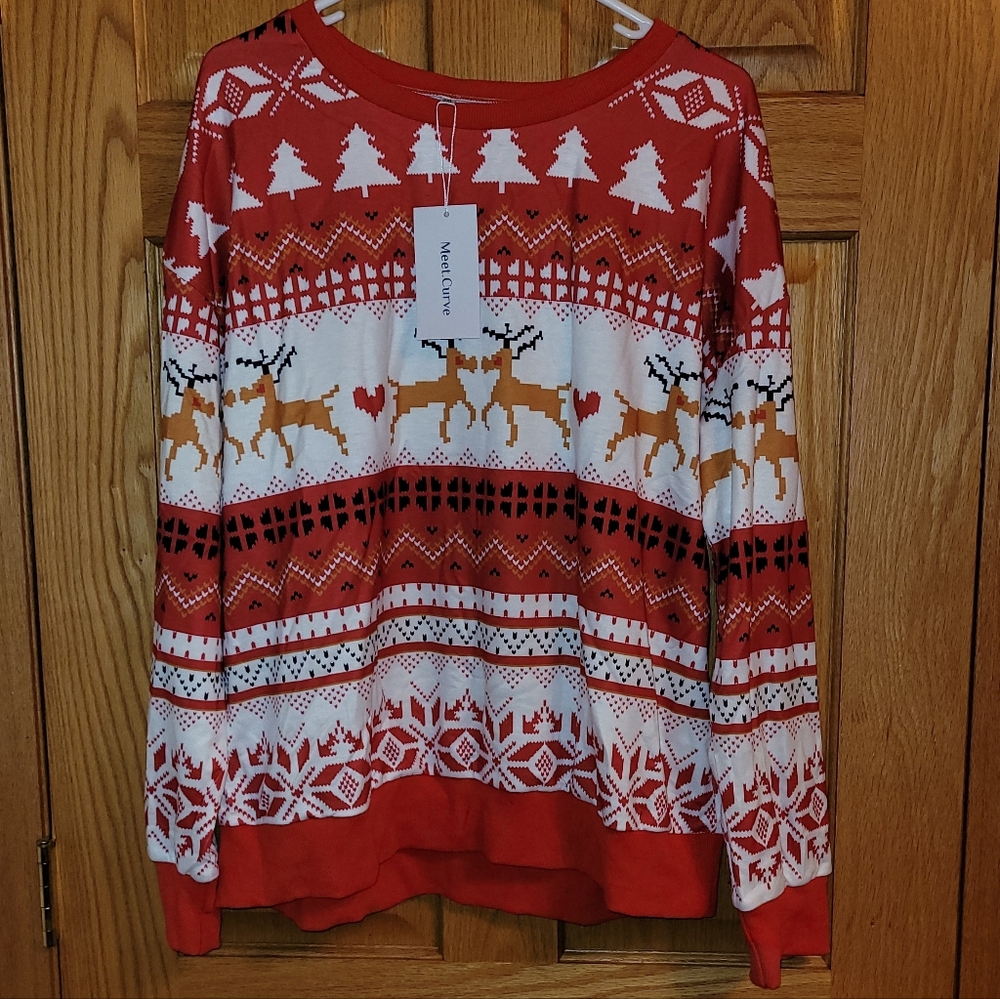 Festive Red and White Holiday Long Sleeve Shirt
